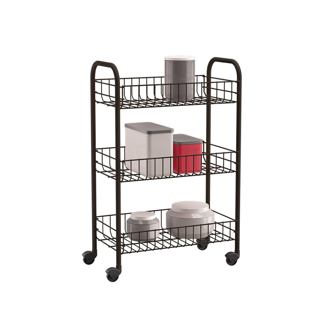NELUMIA | Carrito de Cocina Multiusos Metaltex Siena Negro