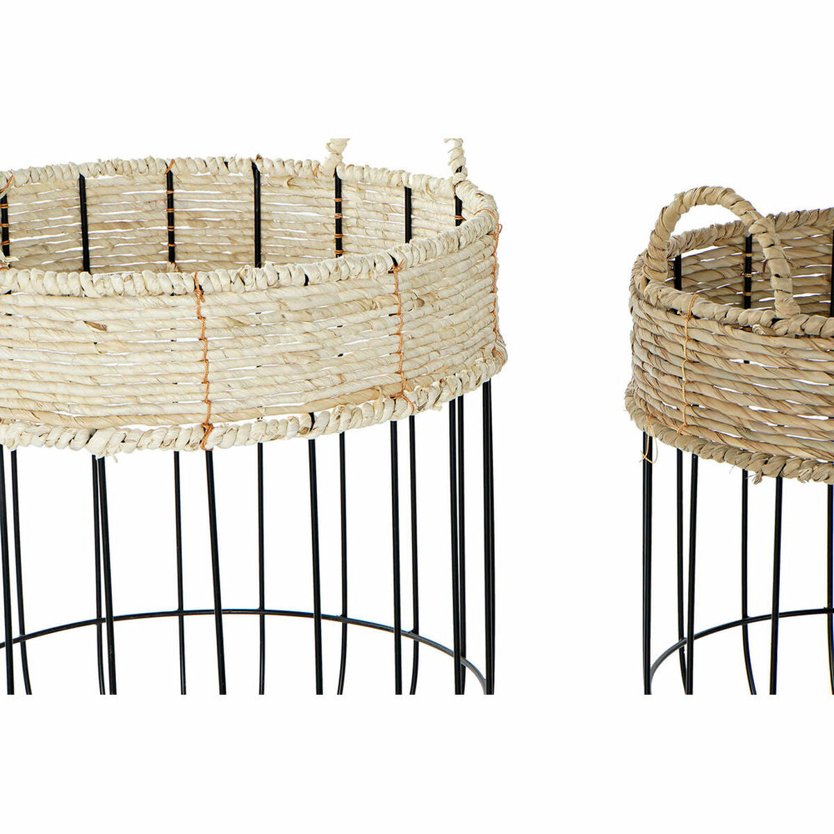 Set de 2 Cestas DKD Home Decor Metal y Fibra - Estilo Loft Industrial