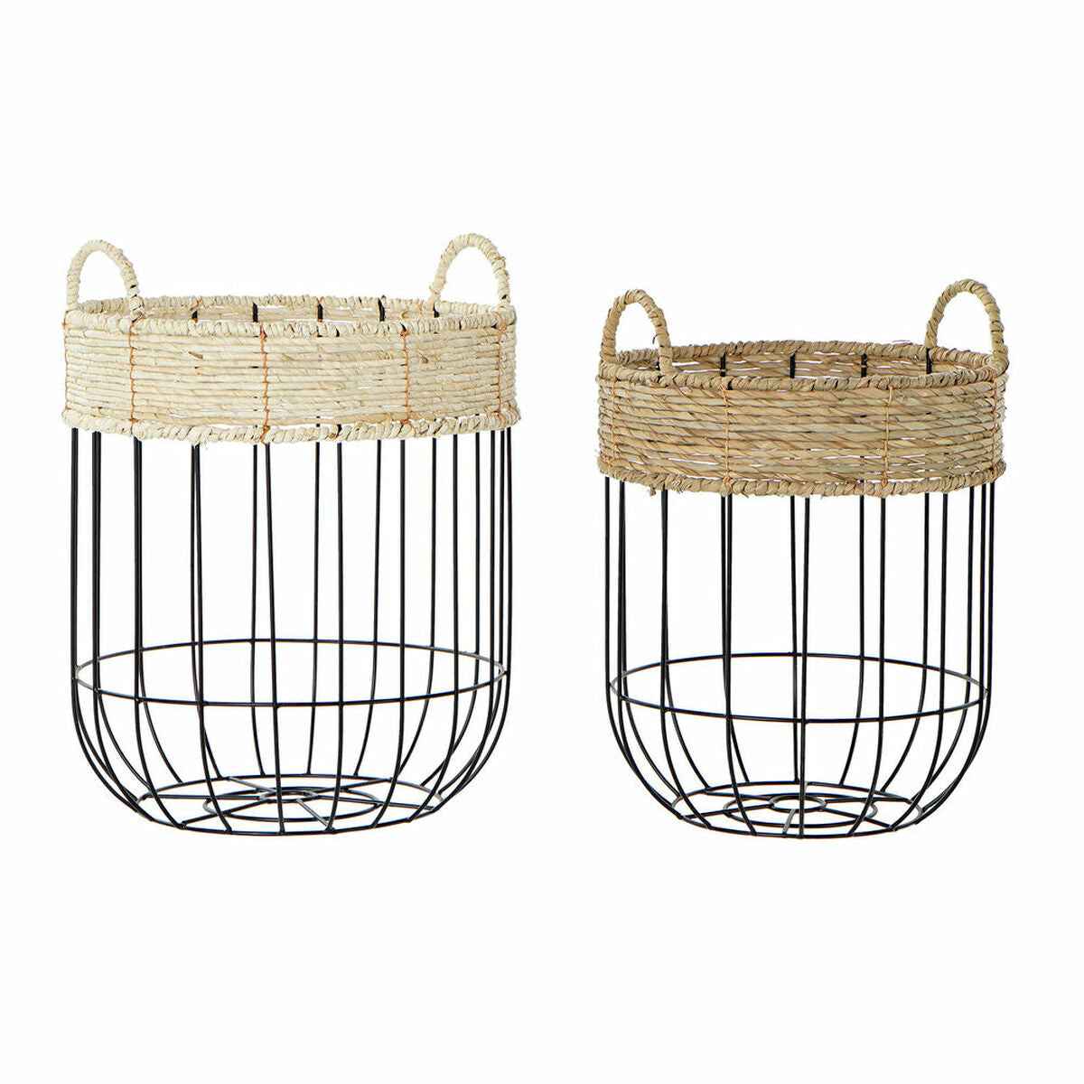 Set de 2 Cestas DKD Home Decor Metal y Fibra - Estilo Loft Industrial