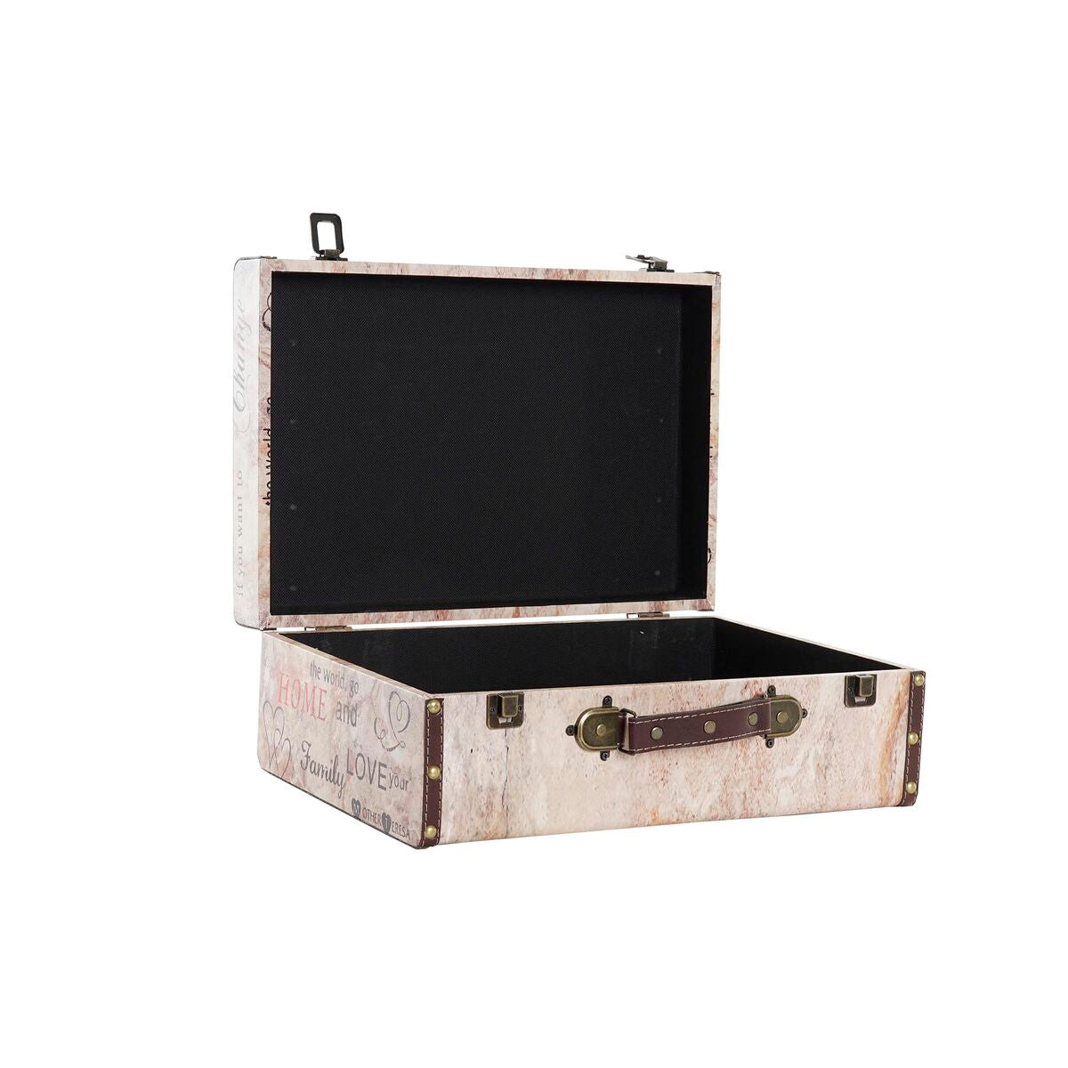 NELUMIA | Set de Cajas Decorativas DKD Home Decor Love Lienzo Madera