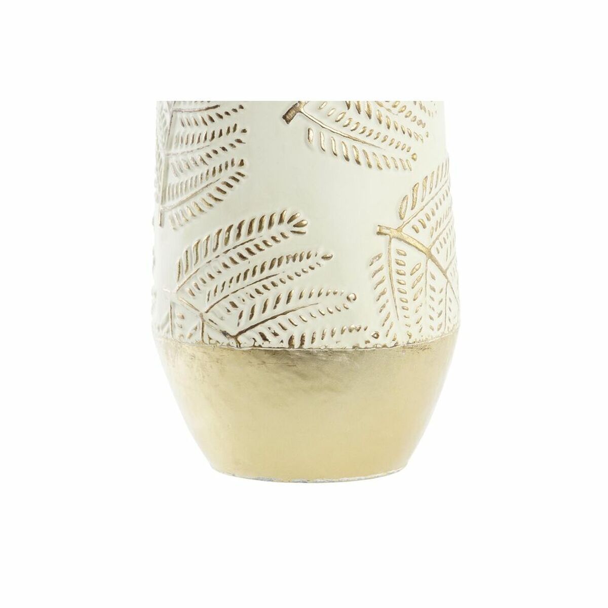 Jarrón Decorativo Hoja Tropical Dorado y Crema