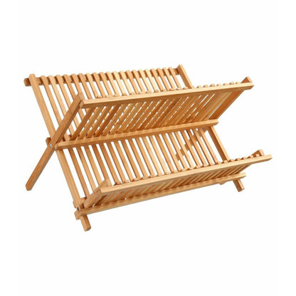NELUMIA | Escurreplatos Plegable de Bambú Natural 5five para Fregadero (42 x 33,5 x 25,5 cm)