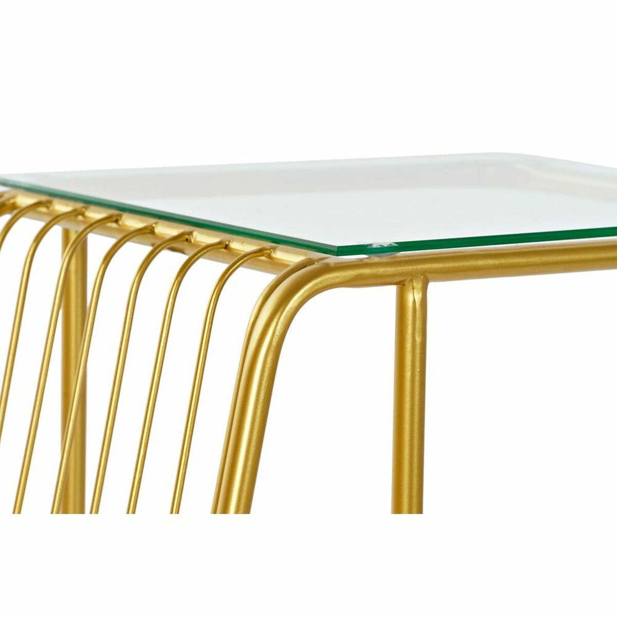 NELUMIA | Mesa de Centro Cristal y Metal Dorado DKD Home Decor