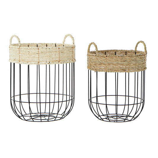 Set de 2 Cestas DKD Home Decor Metal y Fibra - Estilo Loft Industrial