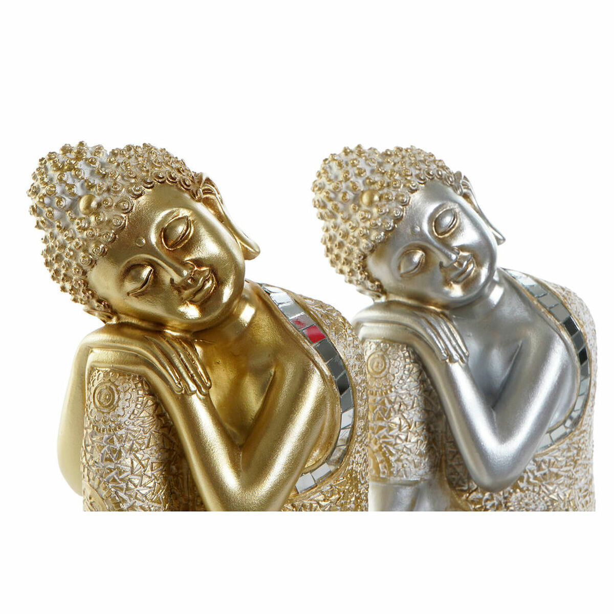 Figura Decorativa Buda DKD Home Decor Dorada y Plateada