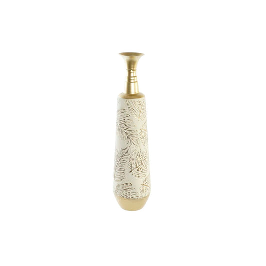 Jarrón Decorativo Hoja Tropical Dorado y Crema